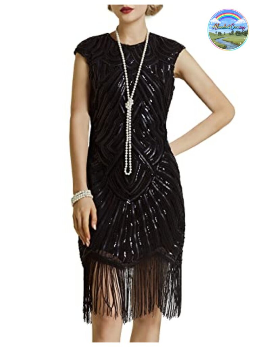Beaded Fringed Flapper Dress 1920s Gatsby Cocktail Party